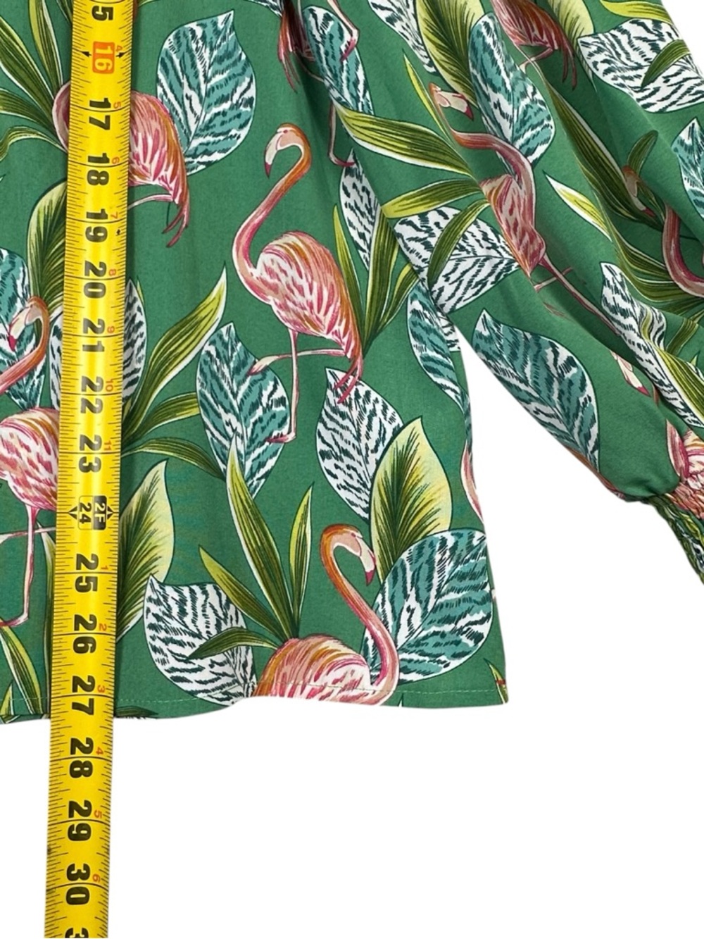 JODIFL Green Blouse with Pink Flamingo Print - Picture 5 of 7